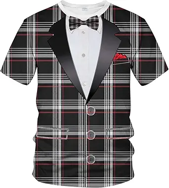 Blissboy Funny Tuxedo Graphic T-Shirt Novelty Short Sleeve Crewneck Shirt