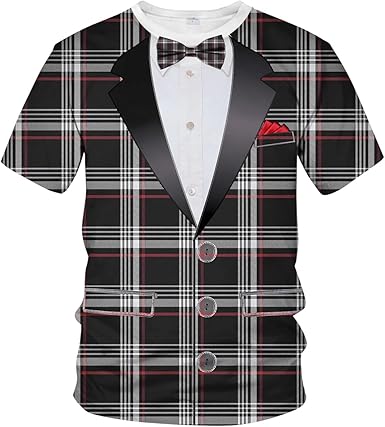 Blissboy Funny Tuxedo Graphic T-Shirt Novelty Short Sleeve Crewneck Shirt