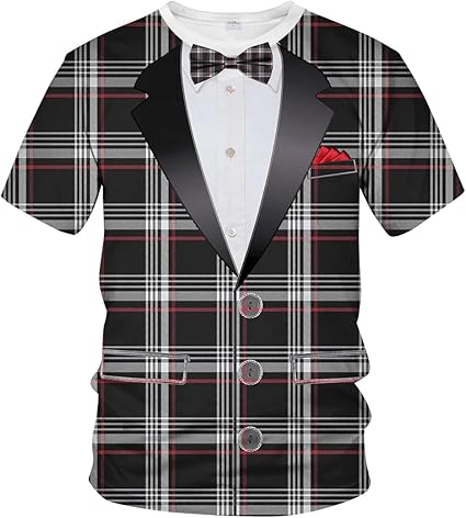 Blissboy Funny Tuxedo Graphic T-Shirt Novelty Short Sleeve Crewneck Shirt