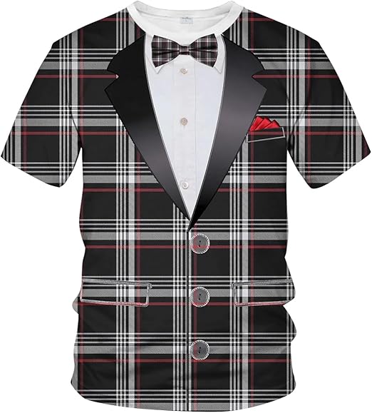 Blissboy Funny Tuxedo Graphic T-Shirt Novelty Short Sleeve Crewneck Shirt