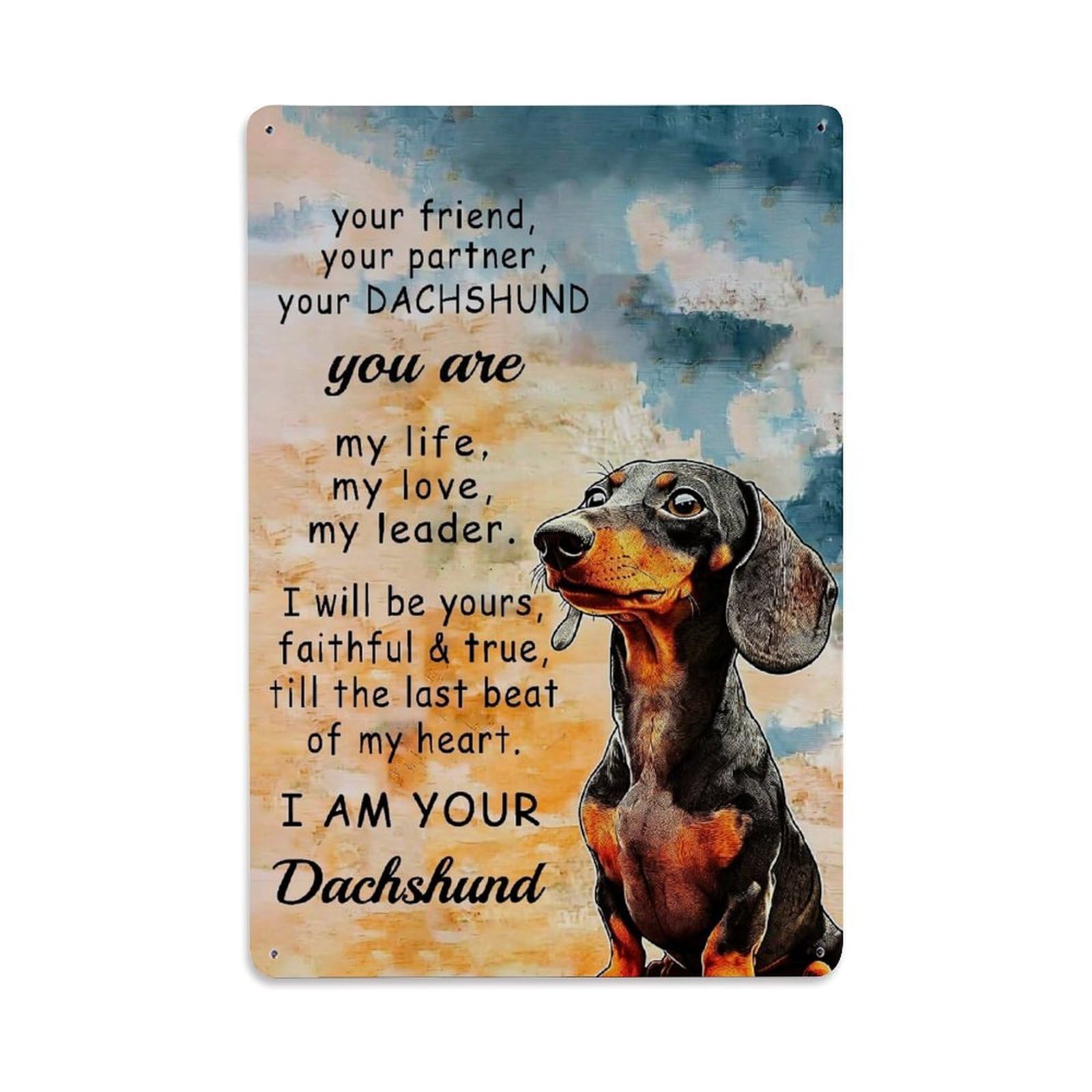 Bliveurn Vintage Dachshund Love Poem Art Print Retro Metal Tin Sign, Metal Poster For Home, Gaming Room, Studio Workshop,Bar,Garage Wall Art Decor 8X12 Inch