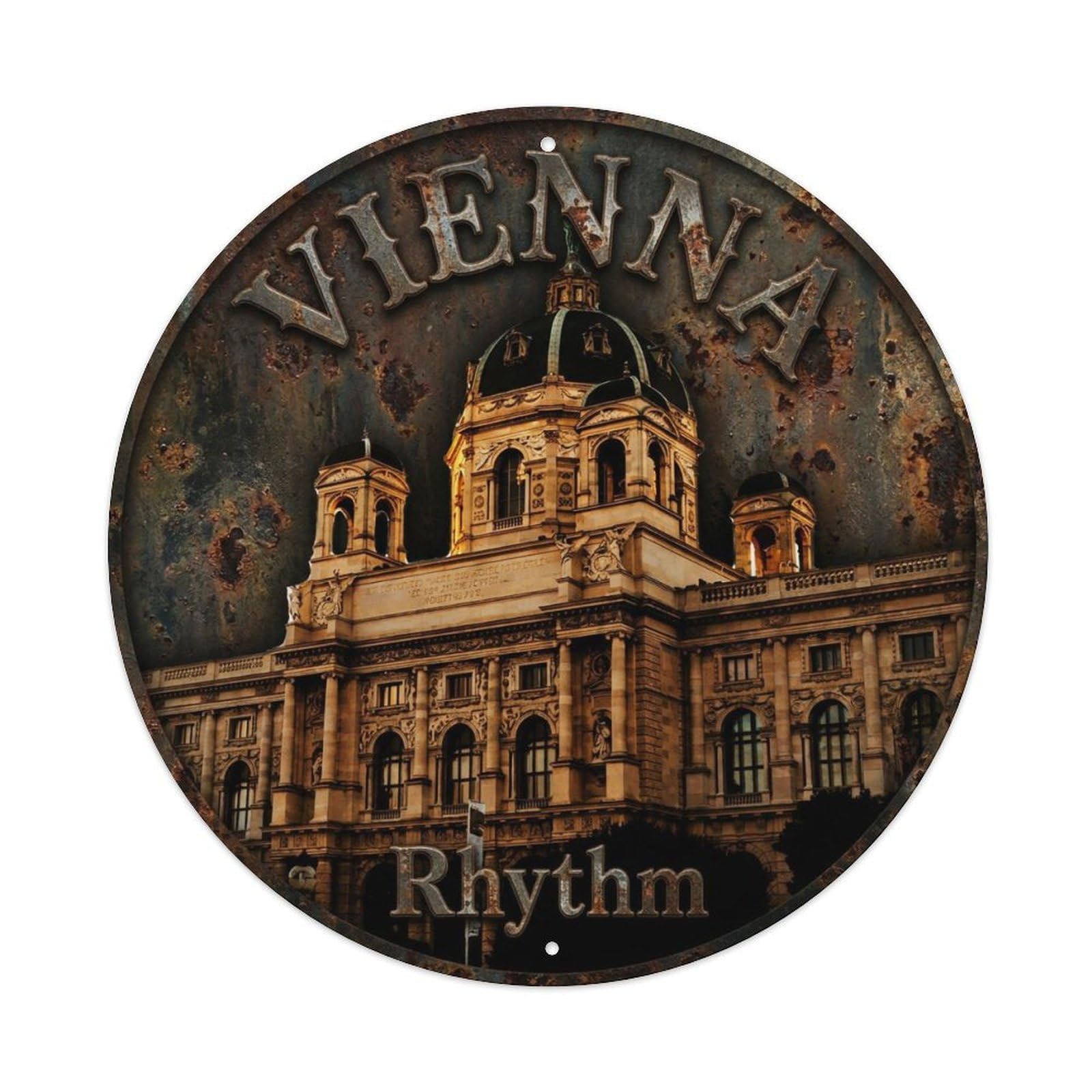 Yrnq 8X8inch Vintage Style Vintage Travel Vienna Austria Landmark 1 Metal Tin Sign