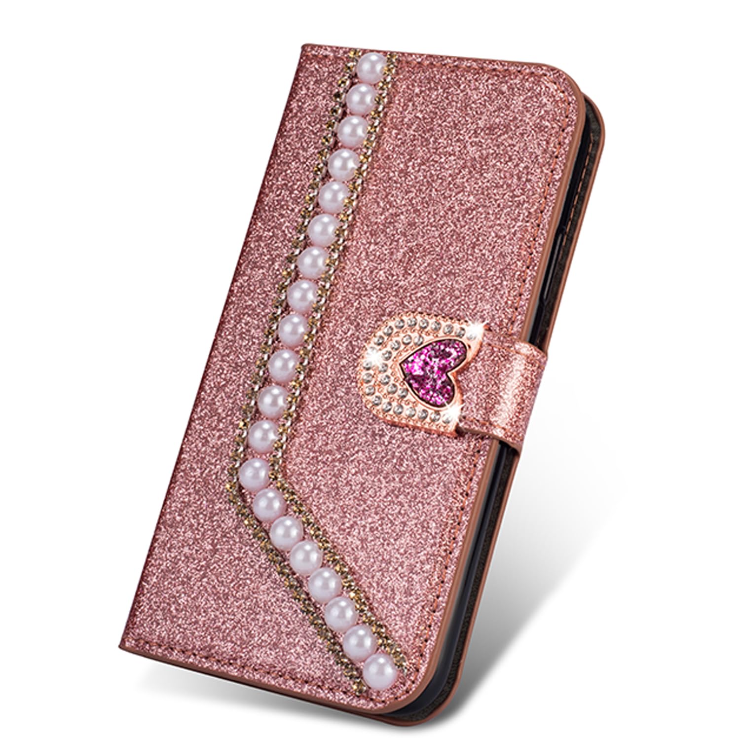 Custodia Portafoglio Con Diamanti Glitter Per Oppo Realme C61 – Bling Bling Blu, Cover In Pelle Con Slot Per Carte E Supporto