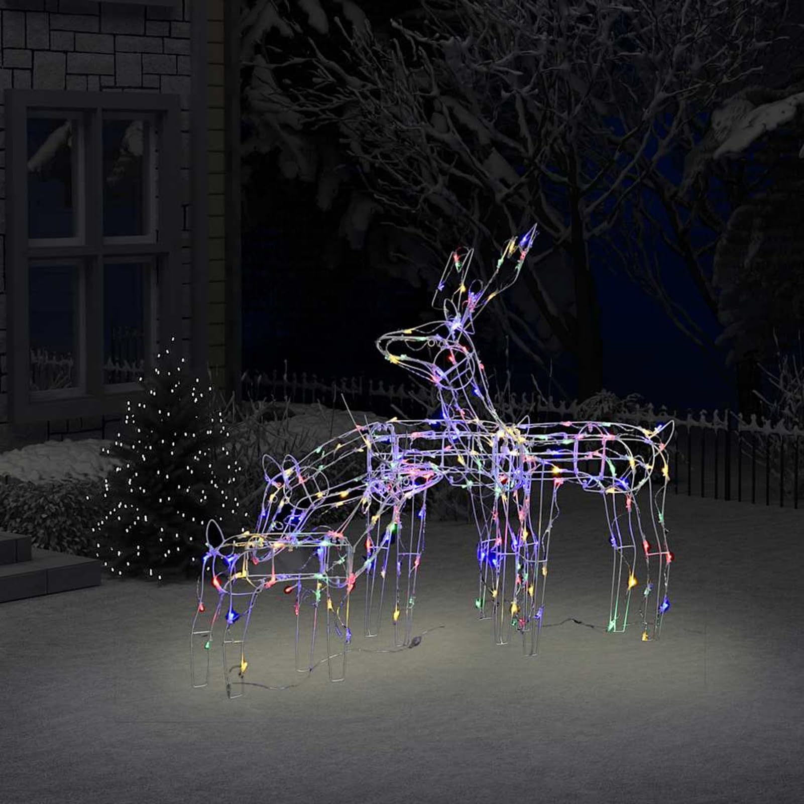Gecheer 3-TLG. LED-Rentiere Set Weihnachtsdeko 229 LEDs, Weihnachtsdekoration für Weihnachtsmarkt Festliche Eventdekoration Garten Rasen Terrasse Vorgarten Fassade328542