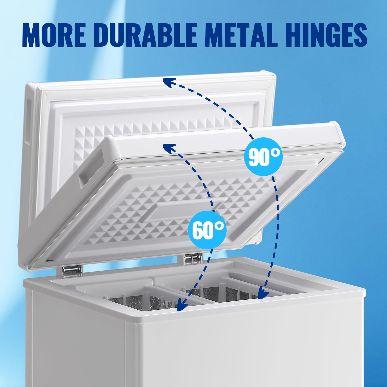 Tacool 2.2 Cu.Ft Freezer Chest Freezer With Wheels Suit For Singel Removable Basket Traditional Manual Temperature Control For Bedroom, Dorm White on Fridge.com - View 5