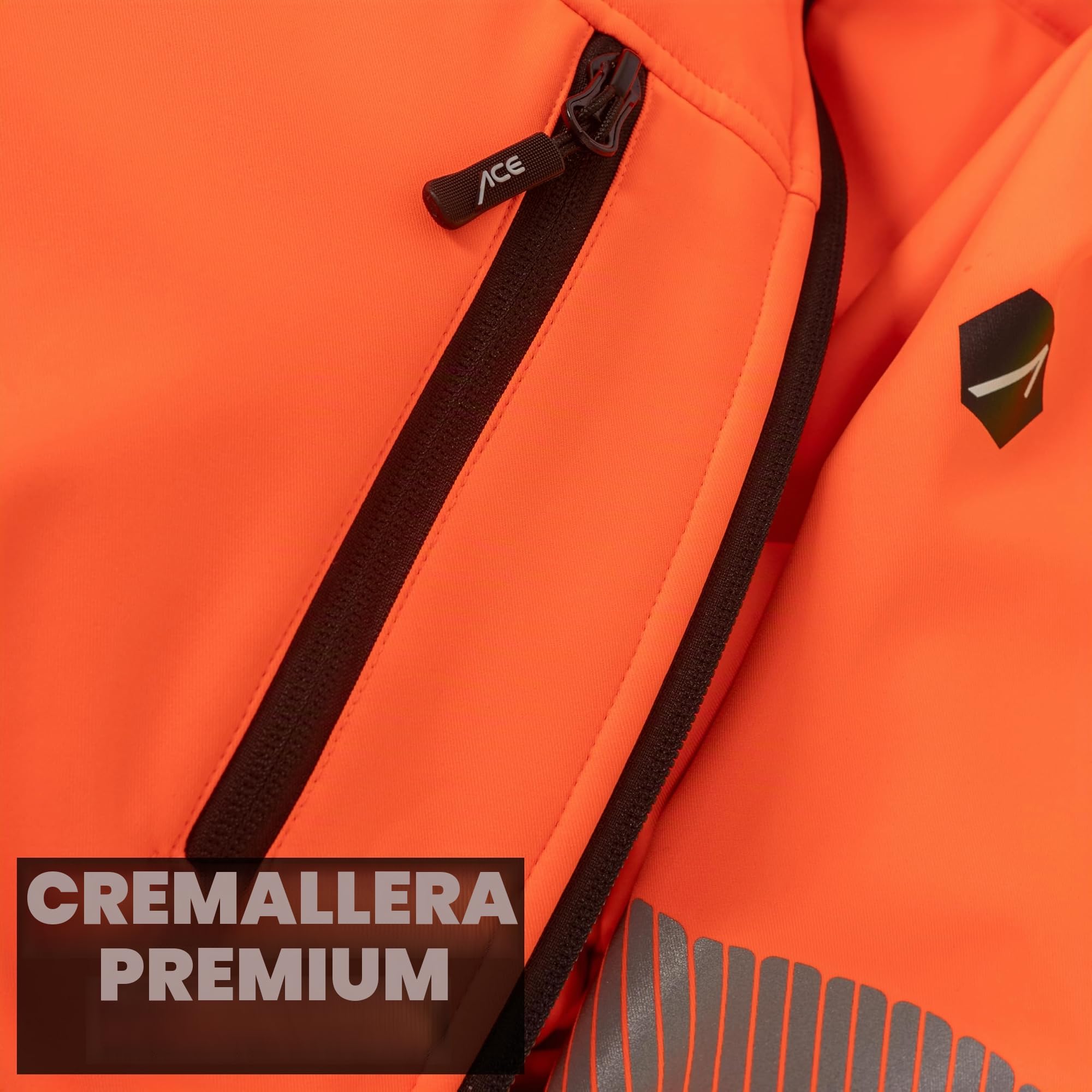 ACE Neon Lite Chaqueta de alta visibilidad - chaqueta softshell de advertencia incl. reflectores y capucha desmontable - EN ISO 20471 - Naranja
