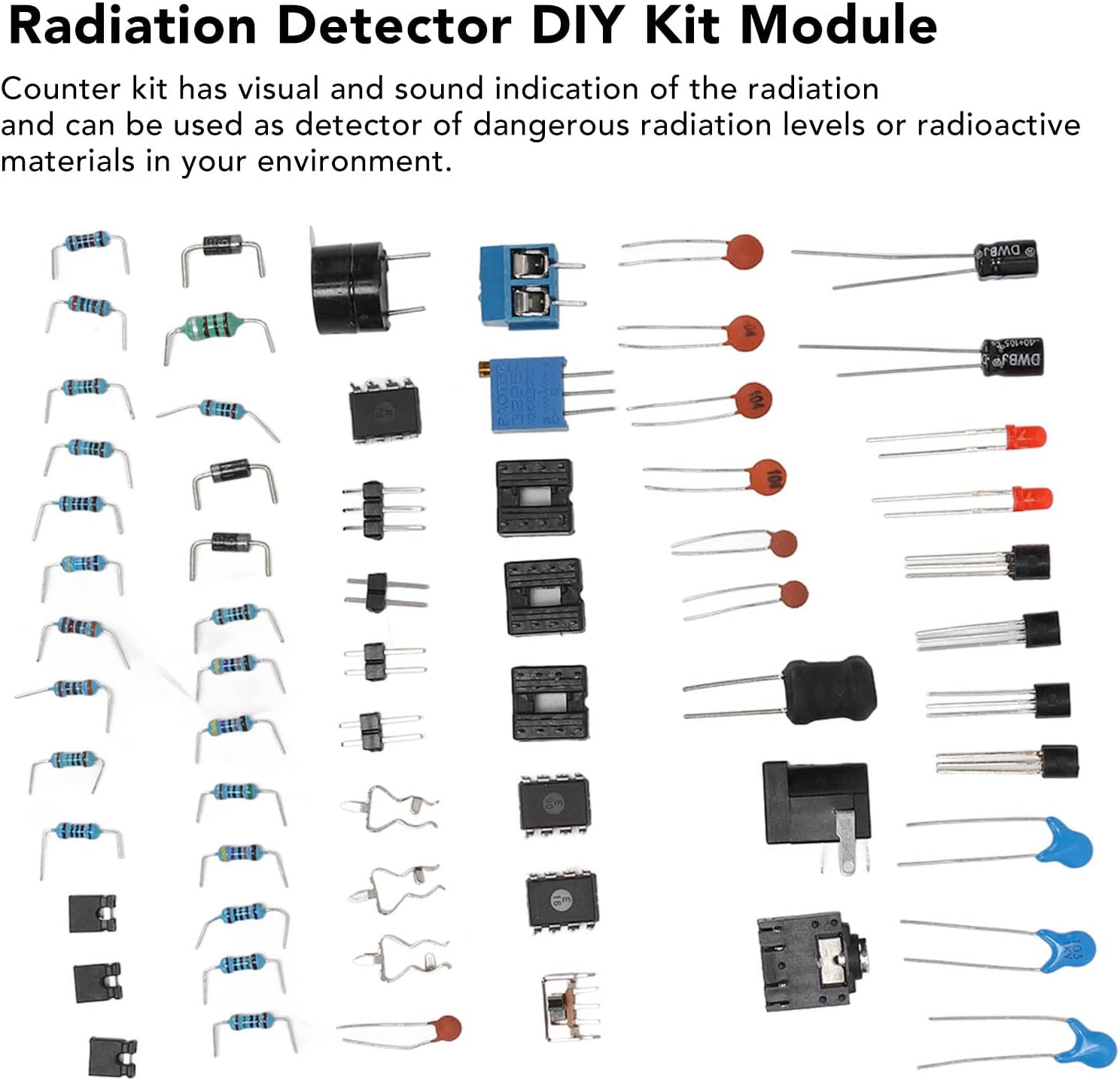 Geiger Counter with Portable Handle DIY Kit Bundle Unassembled Unwelded Parts for Nuclear Radiation Detectors 380V-550V