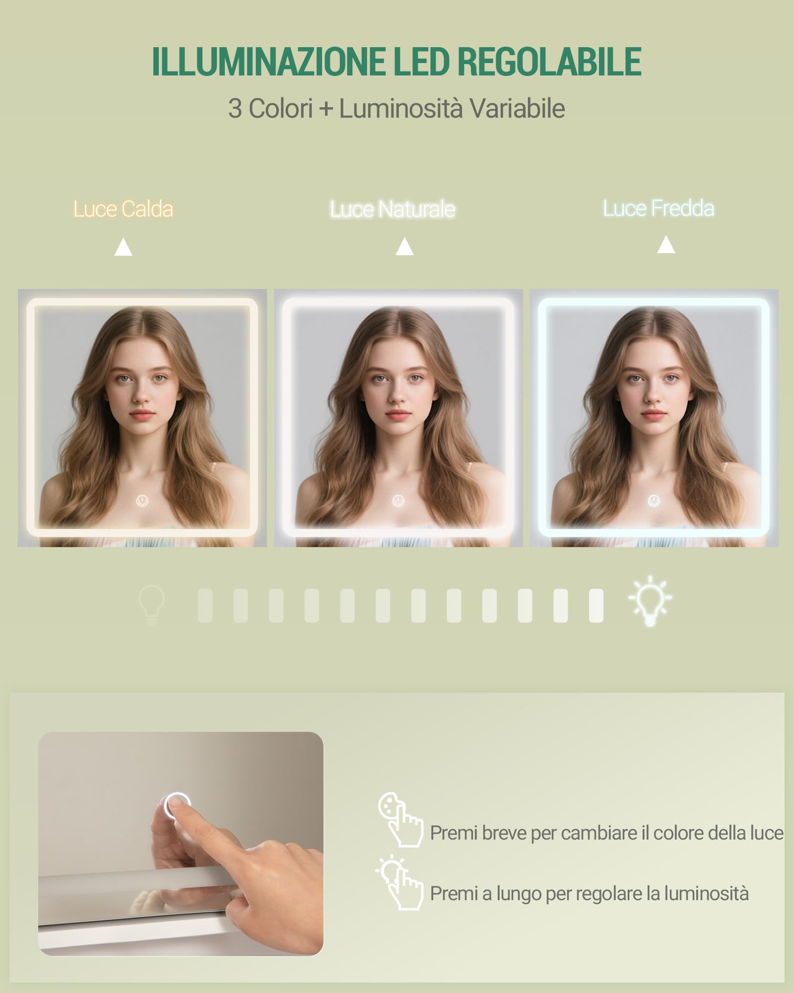 Hzuaneri Toeletta da Trucco, Luminosità Regolabile,Tavolo da Trucco con Specchio Grande, ampio cassetto e armadietto, Durevole e stabile, Moderno, Bianco DT42103XEU