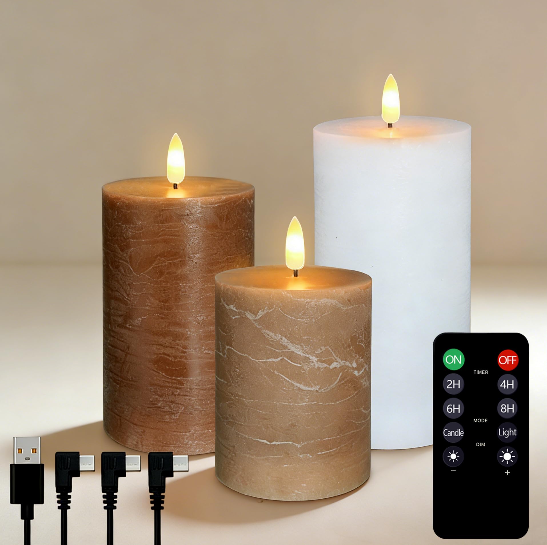 Vela LED de cera blanca caramelo