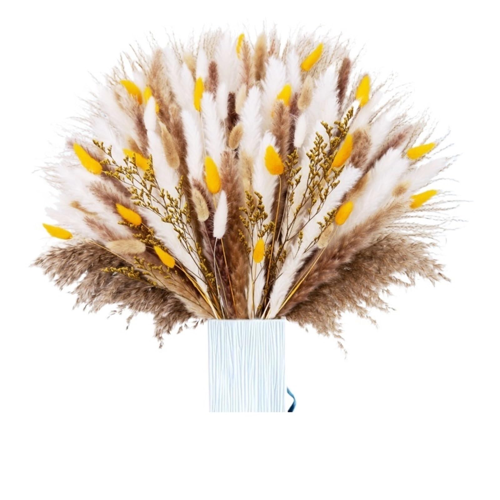 WJIAYAO dried gypsophila flowers 1 Bouquet Baby Breath Gypsophila Dried Flowers Mix White Bunny Tails Wedding Bridal Decoration(Color4)