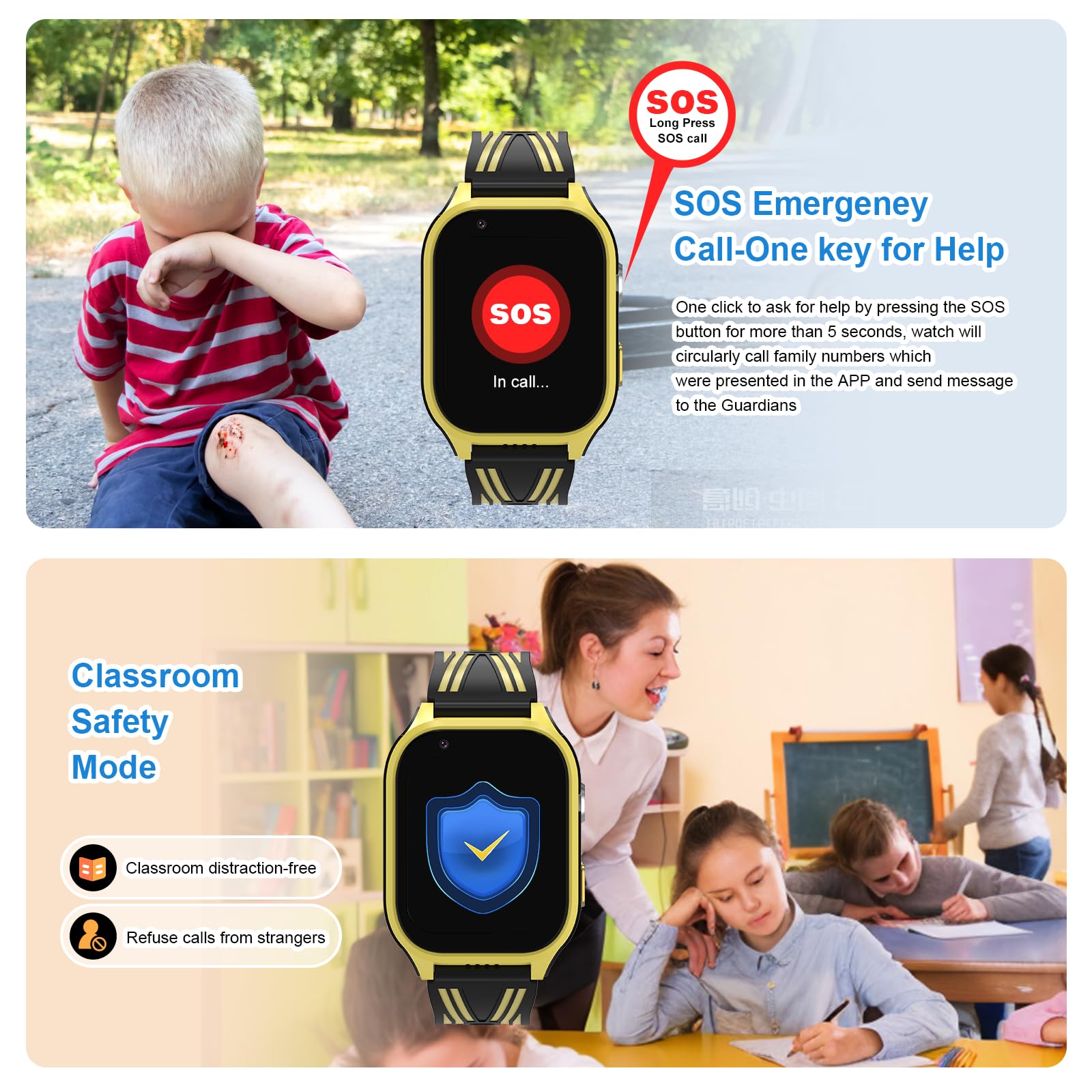 Reloj inteligente 4G para niños – Reloj inteligente para niños y niñas, reloj inteligente WhtasApp Bluetooth videollamada SOS alarma de chat de voz, podómetro, cámara de música, seguimiento en tiempo
