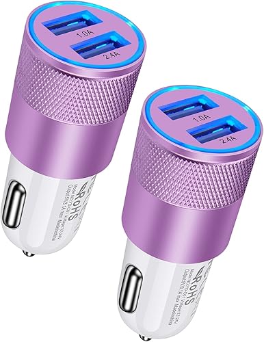 Miniatura 8 de Cargador de teléfono de coche de doble puerto, 2 unidades Cargador USB de carga rápida de 3.4 A, adaptador de encendedor Carro, adaptador de
