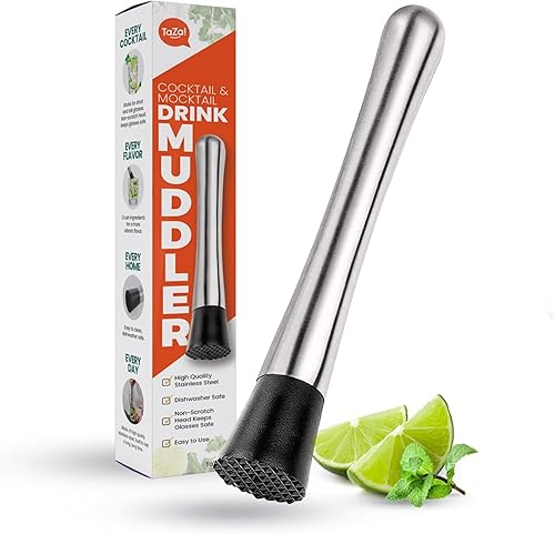 Muddler de bebidas para cócteles, 8 pulgadas anticuado/menta julep/Mojito Muddler, bartend de acero inoxidable, herramienta de muddler de cocina