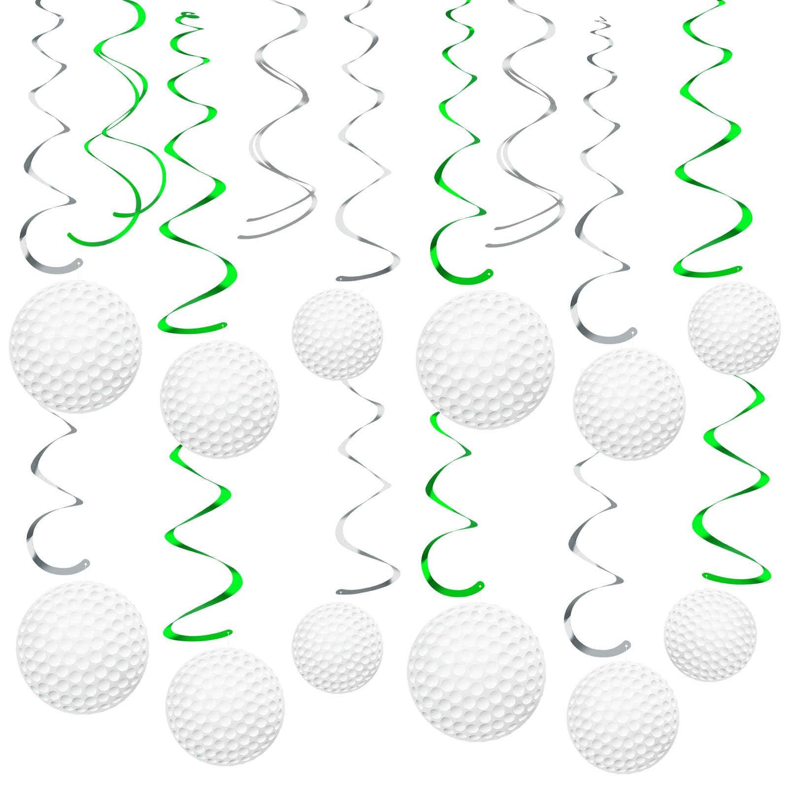 54Pcs Golf Hanging Swirls Party Decorations Golf Theme Birthday Party Decorations Supplies Golf Cutouts Foil Streamers Wall Ceiling Hanging Decor for Kids Boys Men