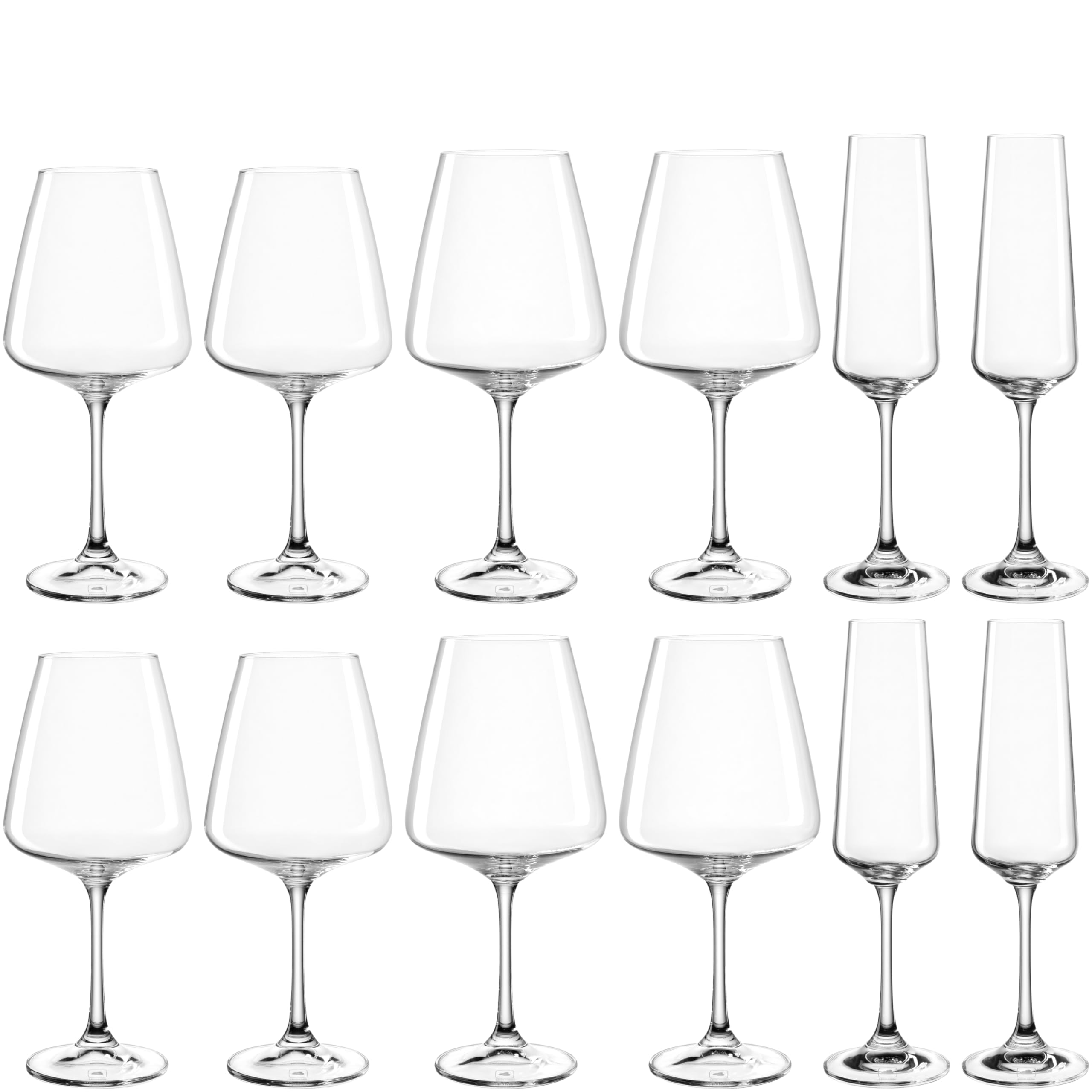 LEONARDO HOME Paladino Kelch-Glas Set • 12er Set • Weißwein- • Rotwein- und Sekt-Gläser • spülmaschinenfeste Kelch-Gläser • Sekt- und Weingläser-Set • 066313