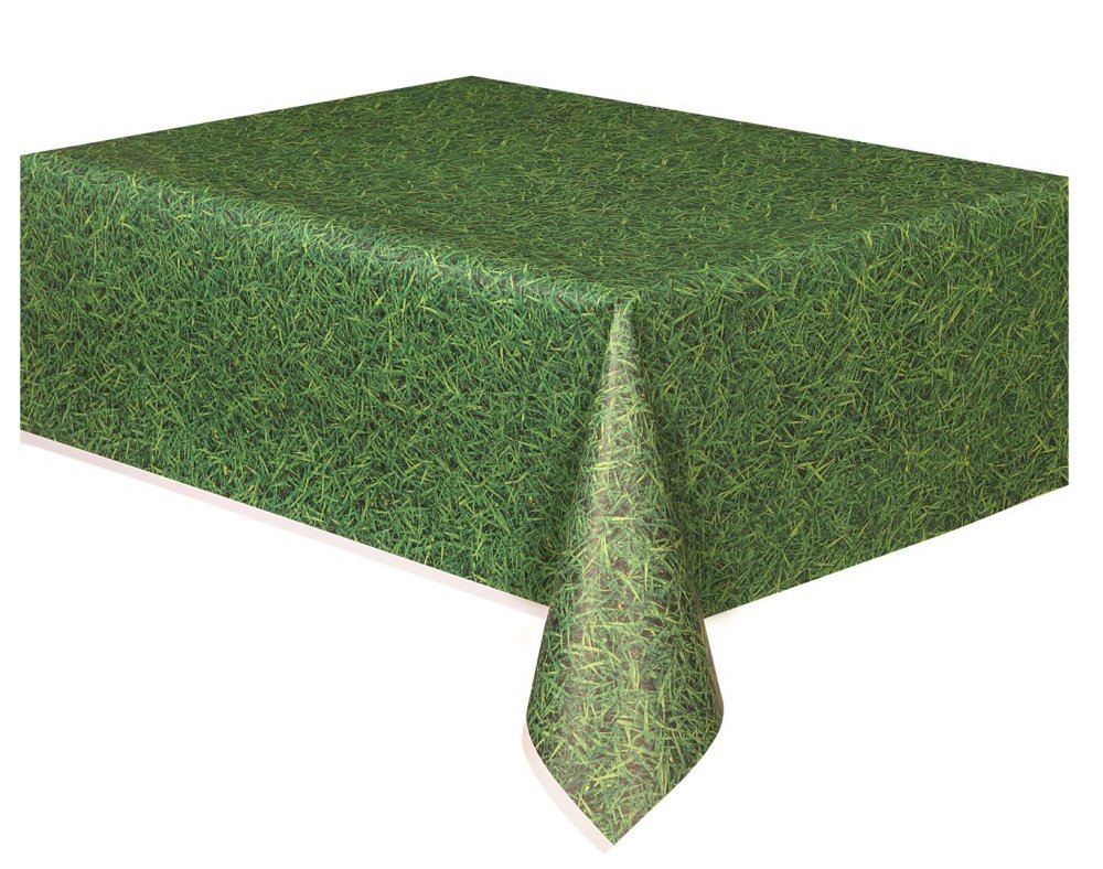 Green Grass Rectangular Plastic Table Cover (137cm x 274cm) 1 Piece - Ideal for Parties and Events