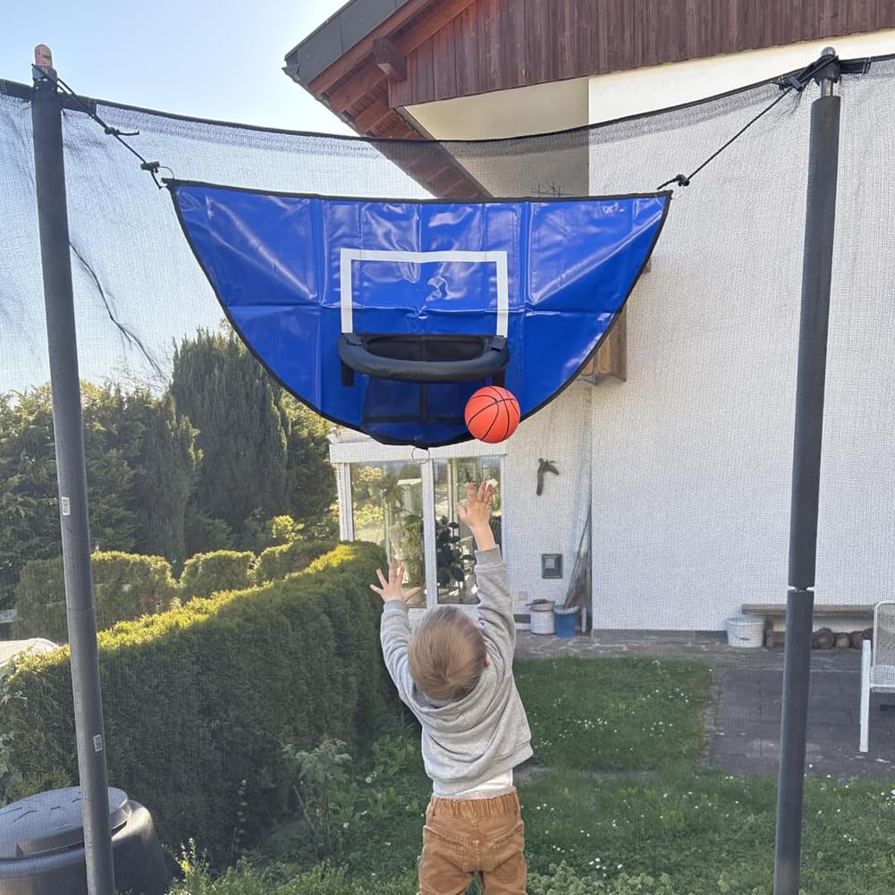 Trampolín Canasta de Baloncesto Mini Accesorio Universal con Borde de Arranque 3 Pelotas para Niños y Adultos
