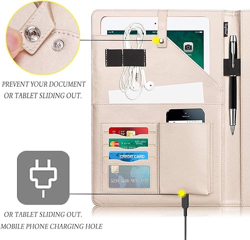 Miniatura 4 de Toplive Portafolio - Portafolio, organizador ejecutivo de documentos de negocios con portapapeles tamaño carta, tarjetero, funda para tableta