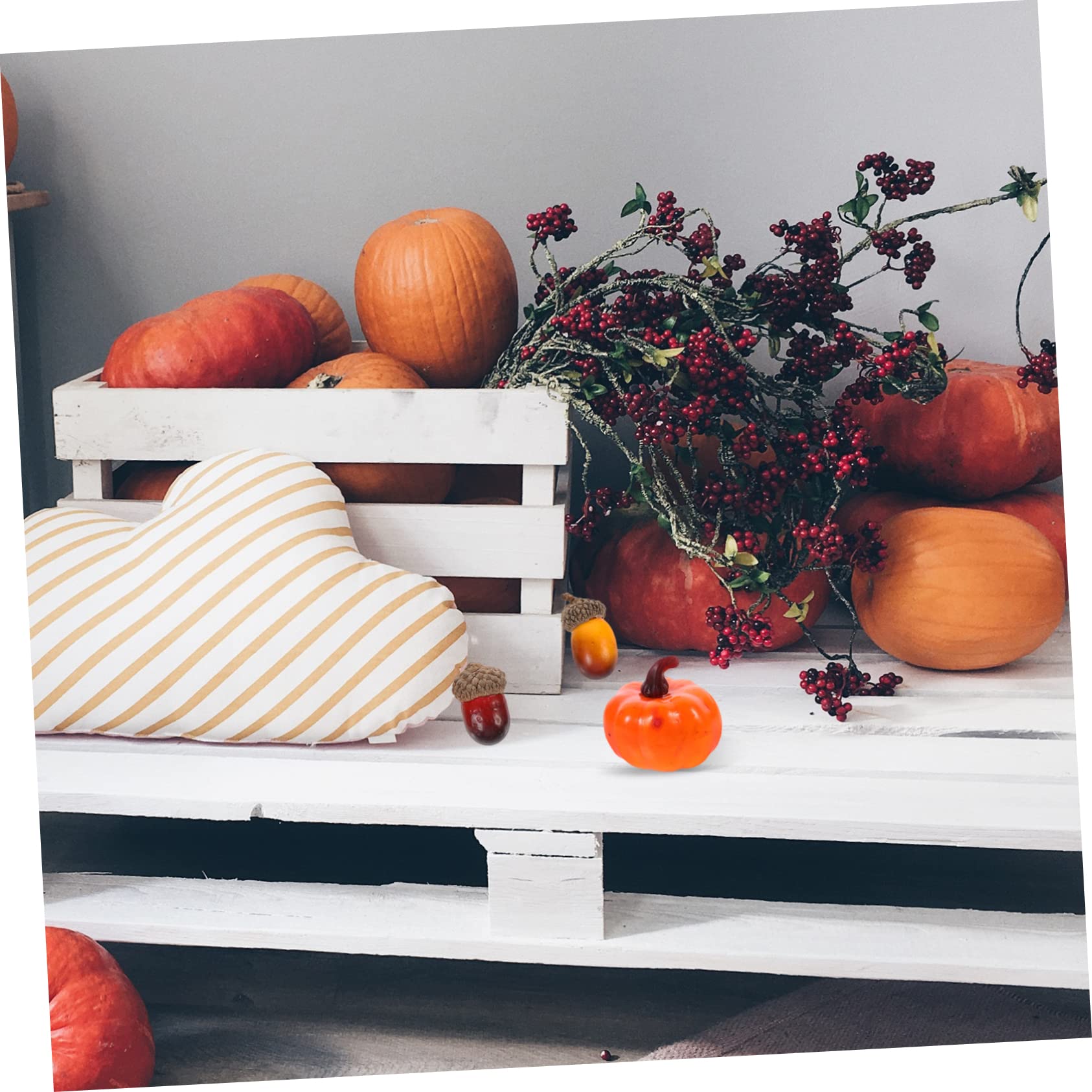Alipis 120stücke Teiliges Künstliche Kürbisse Und Eicheln Dekorationszubehör Für Erntedankfest Und Halloween Wiederverwendbare Schaumstoffornamente Für Zuhause Und Garten