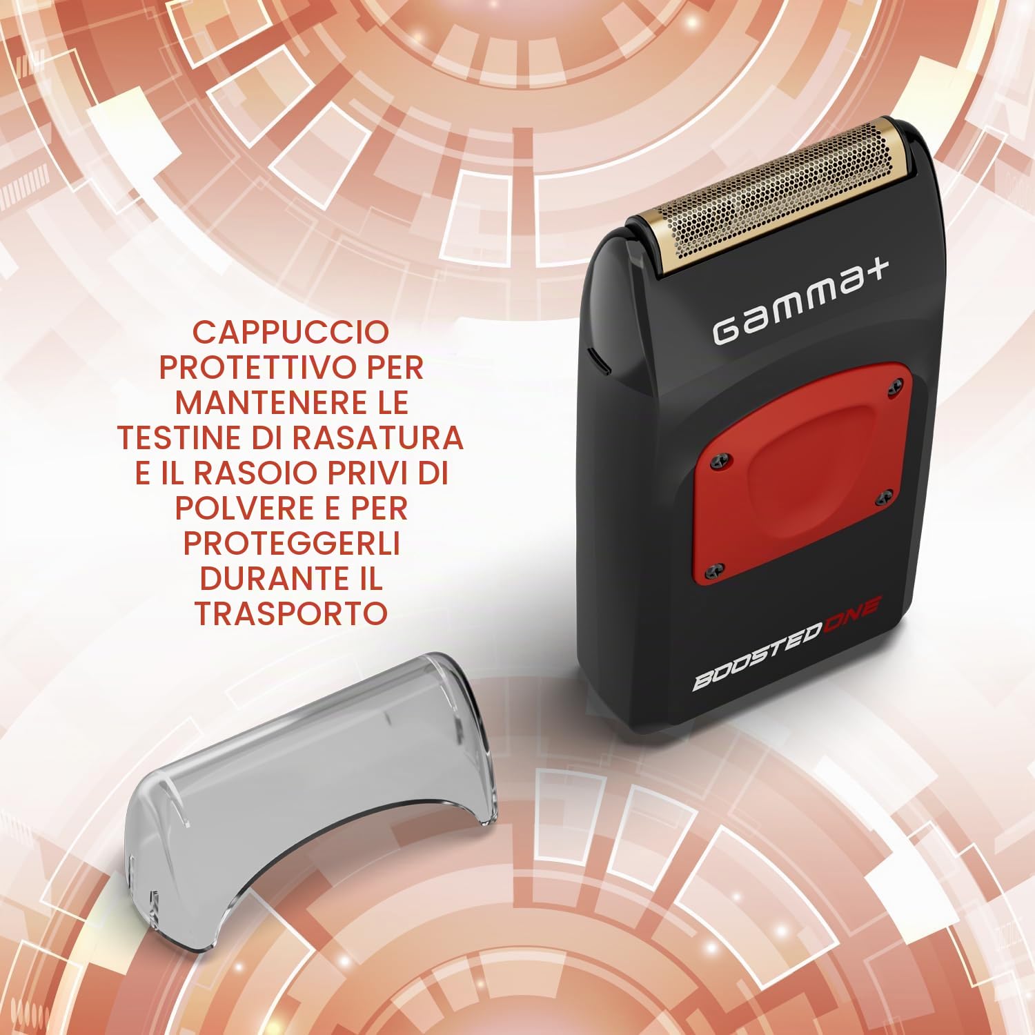 GAMMA+ Boosted One Foil Rasoio Elettrico Professionale a Lamina per Barba e Capelli, Rasoio Foil per Rifiniture e Sfumature, Motore 9.000 RPM, Autonomia 2 Ore, Ricarica USB-C, IPX4