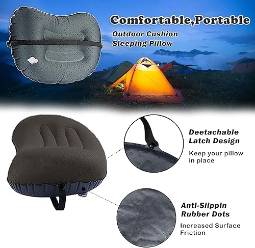 Miniatura 3 de GUGUZ Almohada inflable ultraligera de viaje para campamento, cómoda, sin ruido, almohadas portátiles para senderismo y mochilero para dormir,