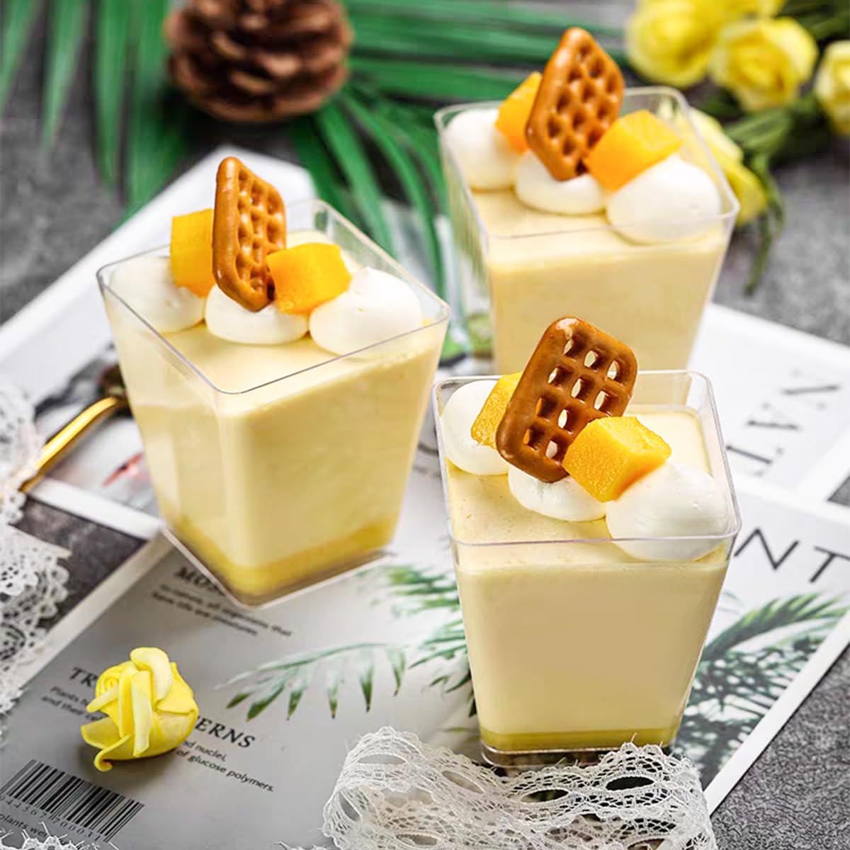 Jeffbaubl 50er-Set Mini-Dessertbecher Mit Löffeln, 118 Ml – Transparent & Wiederverwendbar Für Eis, Kuchen & Party