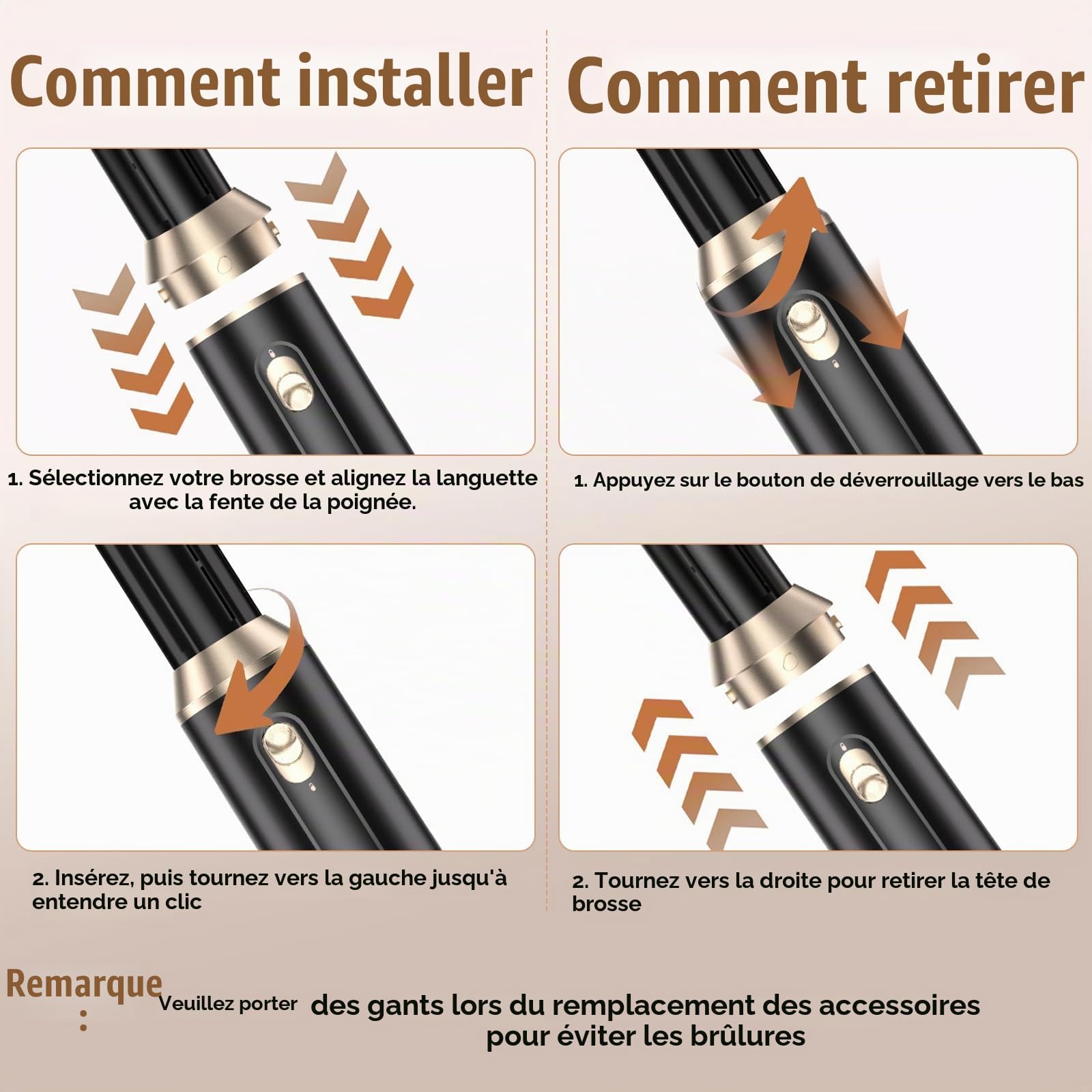 Air Styler 1000W, Brosse Soufflante Pliable, Seche Cheveux Ionique, Brosse Lissante, Fer a Boucler, Brosse Chauffante, 3 Température, Thermal Brush pour Tous Types de Cheveux