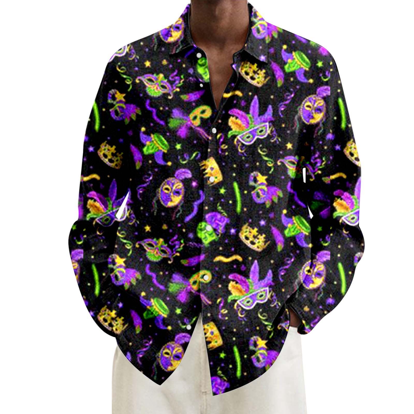 Mens Tshirt T-Shirts for Men UK Shiny Sequin Shirt Mardi Gras Costume 60s Fancy Dress Costumes Long Sleeve Disco Outfits Funny Holiday Carnival Shirts Manches Longues T Sparkly Blouse 70s 90s Top 80s