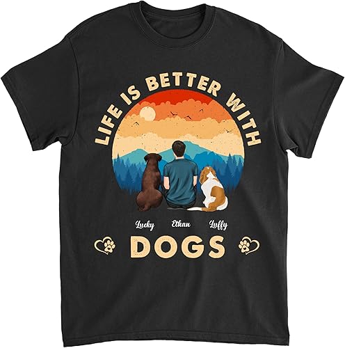 Miniatura 8 de Gossby Camiseta personalizada para papá con diseño de perro  Un hombre y sus perros  Regalo personalizado para amantes de los perros para hombres