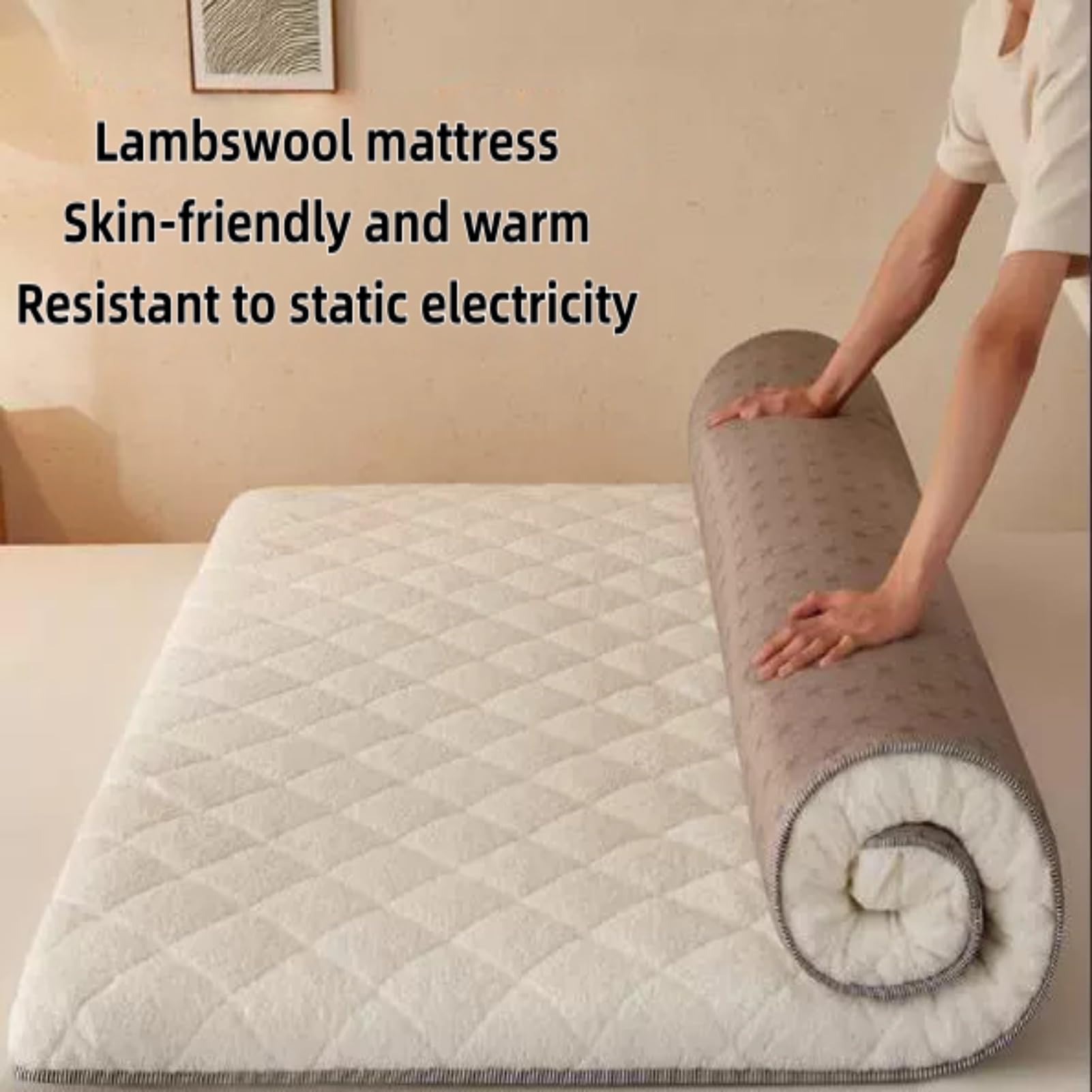 Japoński futon nakładka na materac, składana, antypoślizgowa, zwijana mata, wygodna podkładka sprężynowa do akademika, podwójna, pełna, rozmiar queen, 80 x 190 cm (31,5 x 75 cali)