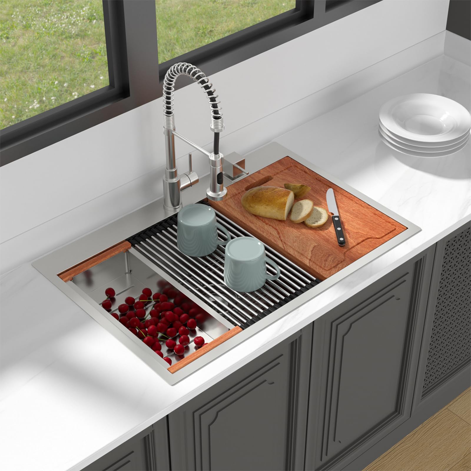 Snapklik.com : LORDEAR Drop In Kitchen Sink 30 Inch Stainless Steel ...