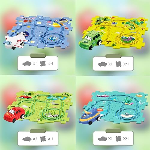 Carrito eléctrico de ensamblaje de bricolaje, juego de autos educativos para niños, rompecabezas de construcción de ciudad, pista de tren de