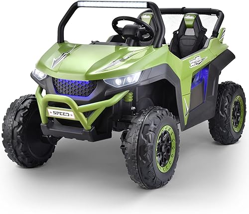 Joywhale Vehículo eléctrico de 24 V de 2 plazas para niños, con batería grande de 10 AH, motor fuerte de 4 x 75 W, sistema de arrastre fácil,