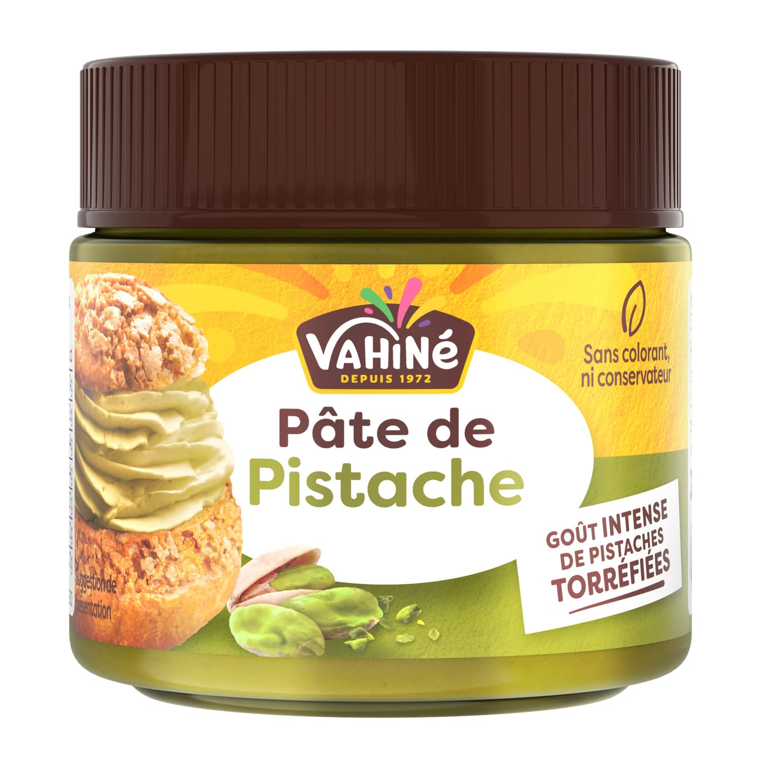 VAHINE Pâte de Pistache Intense 200 g — Sans Colorant ni Conservateur, Bocal Verre Réutilisable - Lot de 3