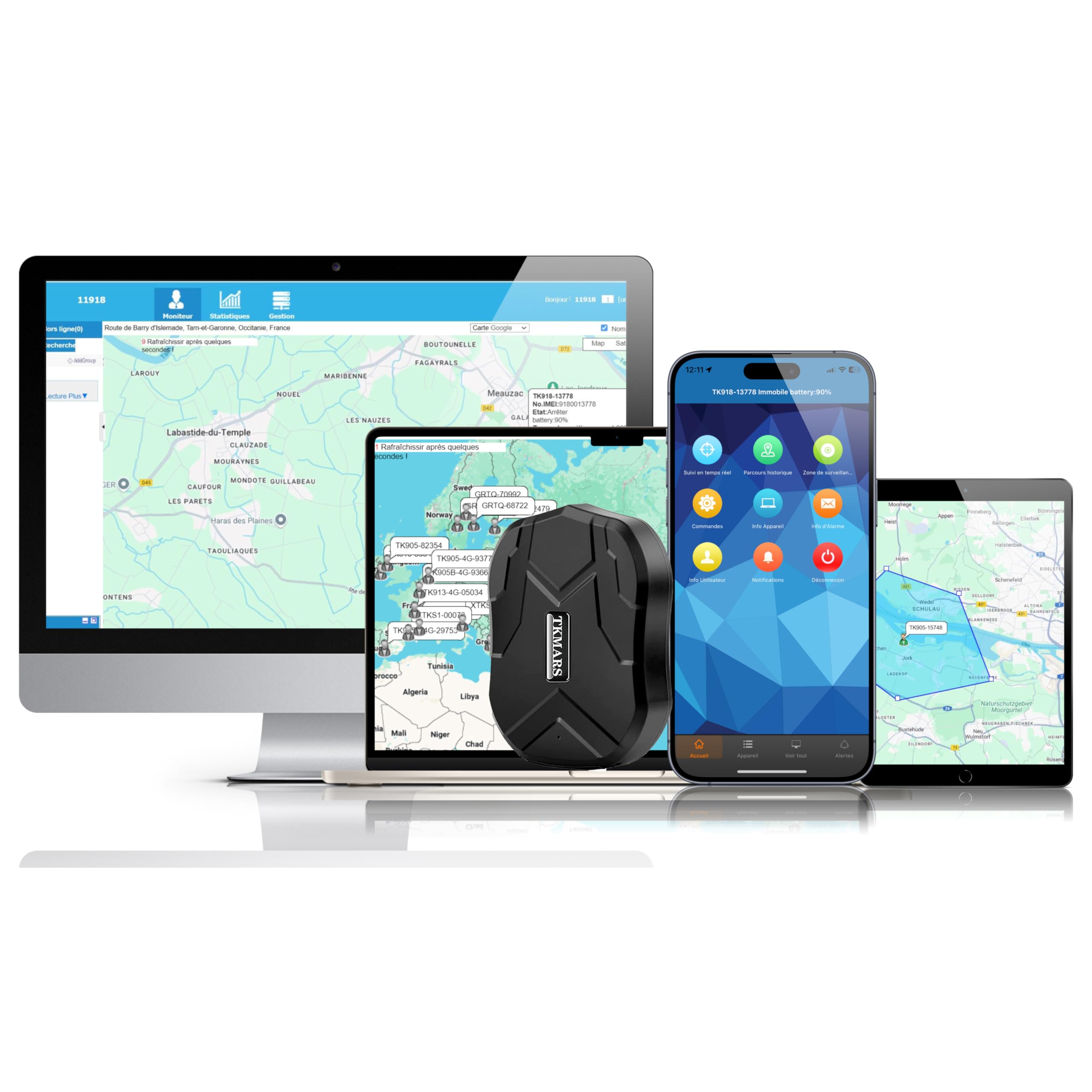 TKMARS GPS Tracker Auto GPS Tracker Ohne ABO IP65 Wasserdicht,Starker Magnet,90 Tage Standby-Zeit,5000MAH