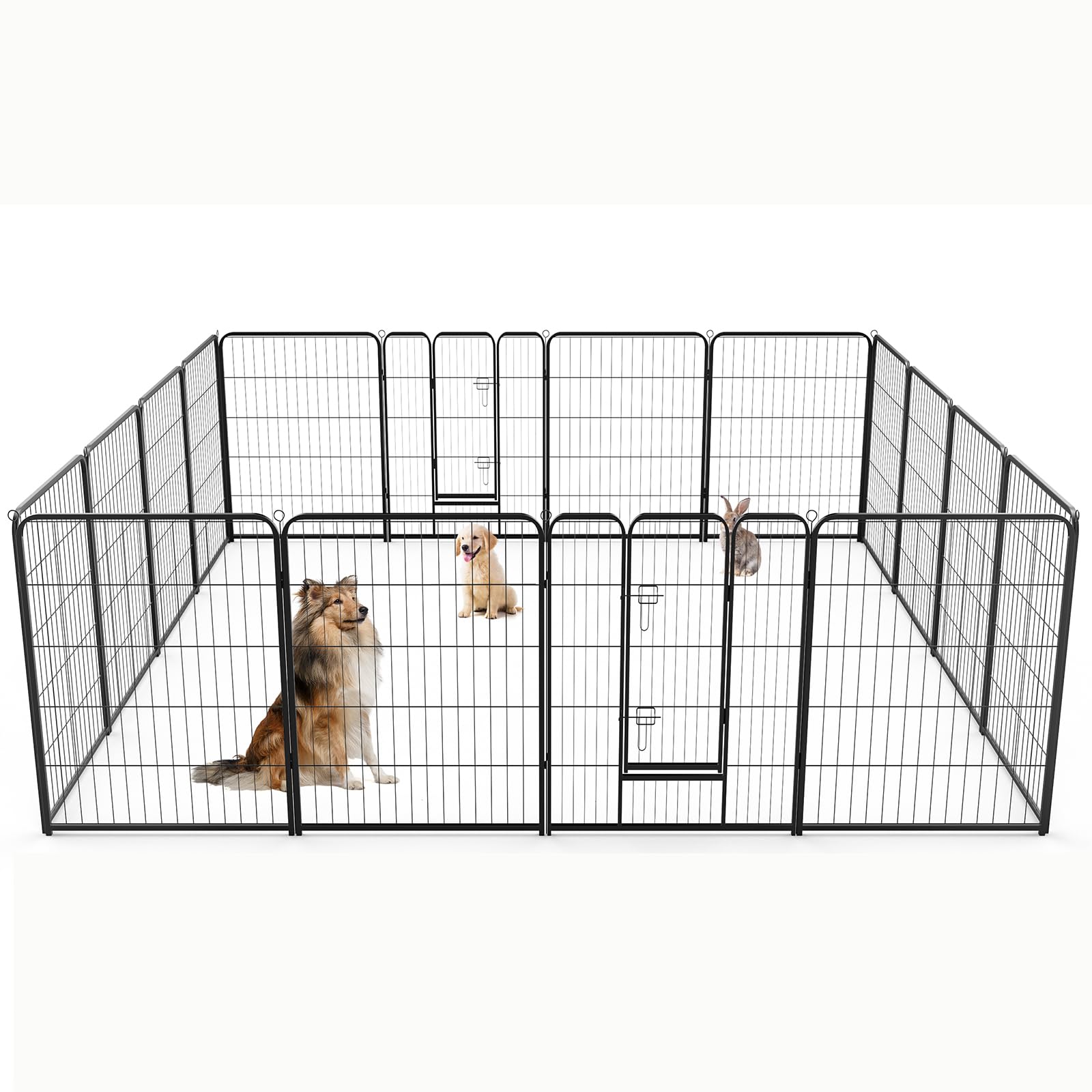 NEWBULIG Dog Playpen 16 Panels 40 Inch Indoor Outdoor Metal Dog Fence Pen