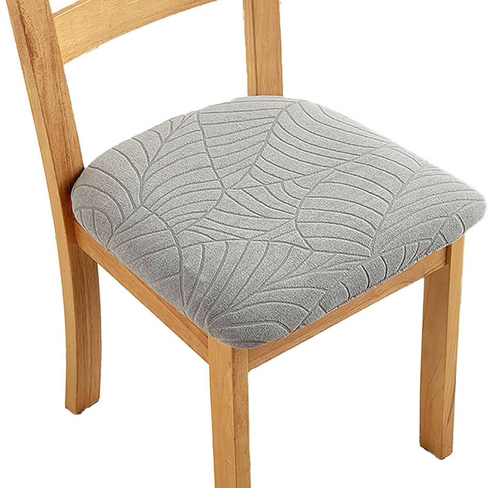 Leomix Jacquard Stretch Seat Covers for Dining Room, Removable Washable Dining Chair Seat Protector Cover, for Dining Room Barstool Chair Seat,E,4pack