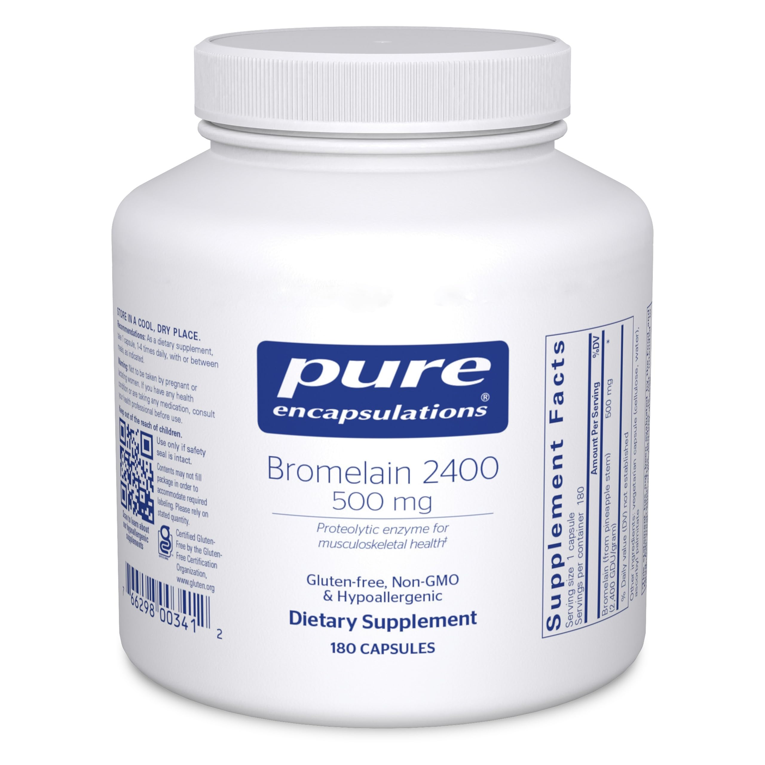 Bromelain 2400 500 mg - for Digestive Support & Musculoskeletal Health - Supports Joints & Muscle Recovery* - Proteolytic Enzymes - Vegan - 180 Capsules