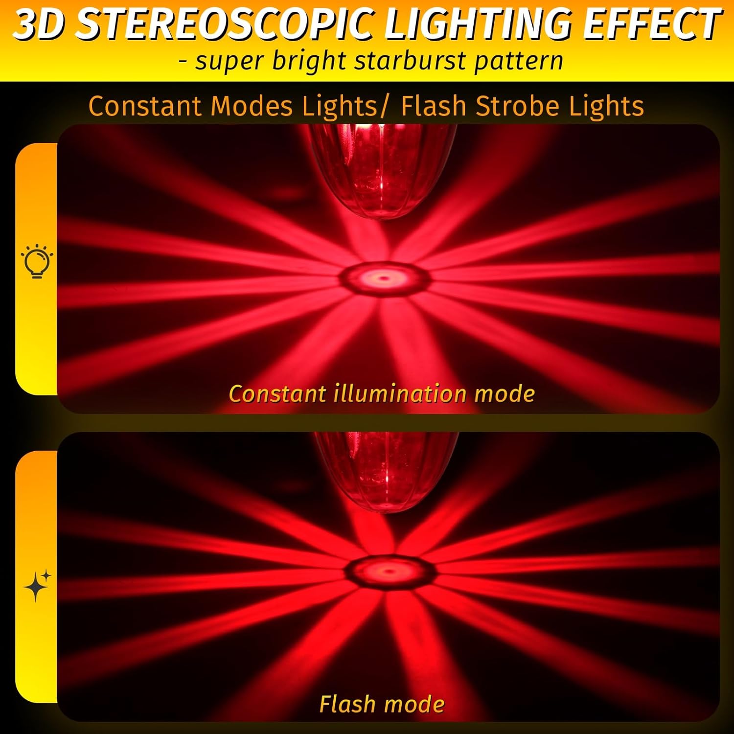 4PCS Watermelon Lights, Red Strobe & Constant Multi-Function LED Side Marker, Turn Signal, Tail & Roof Lights with Stainless Steel Bezel for Freightliner, Kenworth, Peterbilt Semi Trucks & Trailers