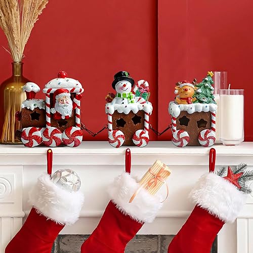 Miniatura 3 de Decoraciones navideñas para interiores - Juego de tren LED con figuras de pan de jengibre para centro de mesa de Navidad