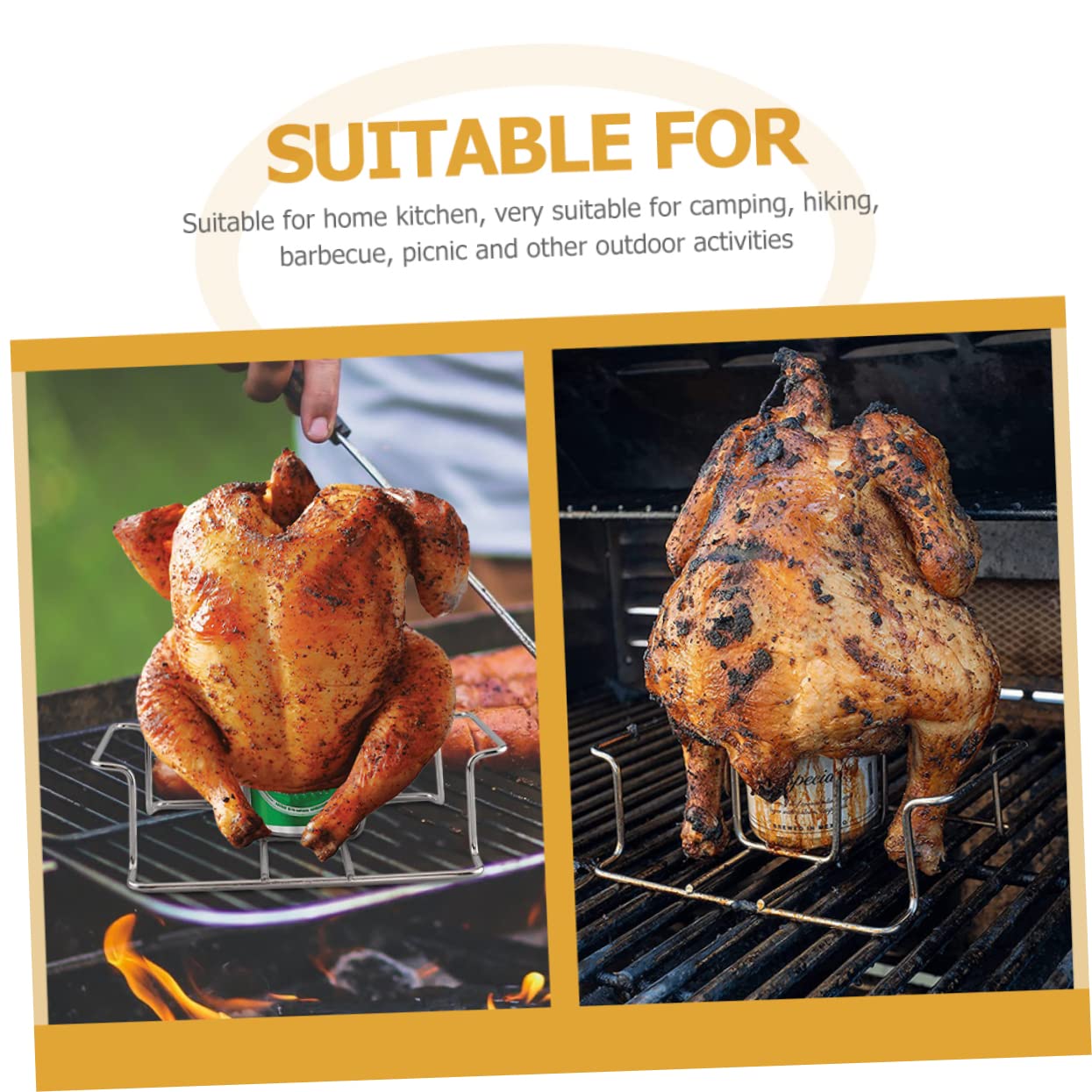 Soporte Plegable Acero Asar Inoxidable Pollo para para Barbacoa