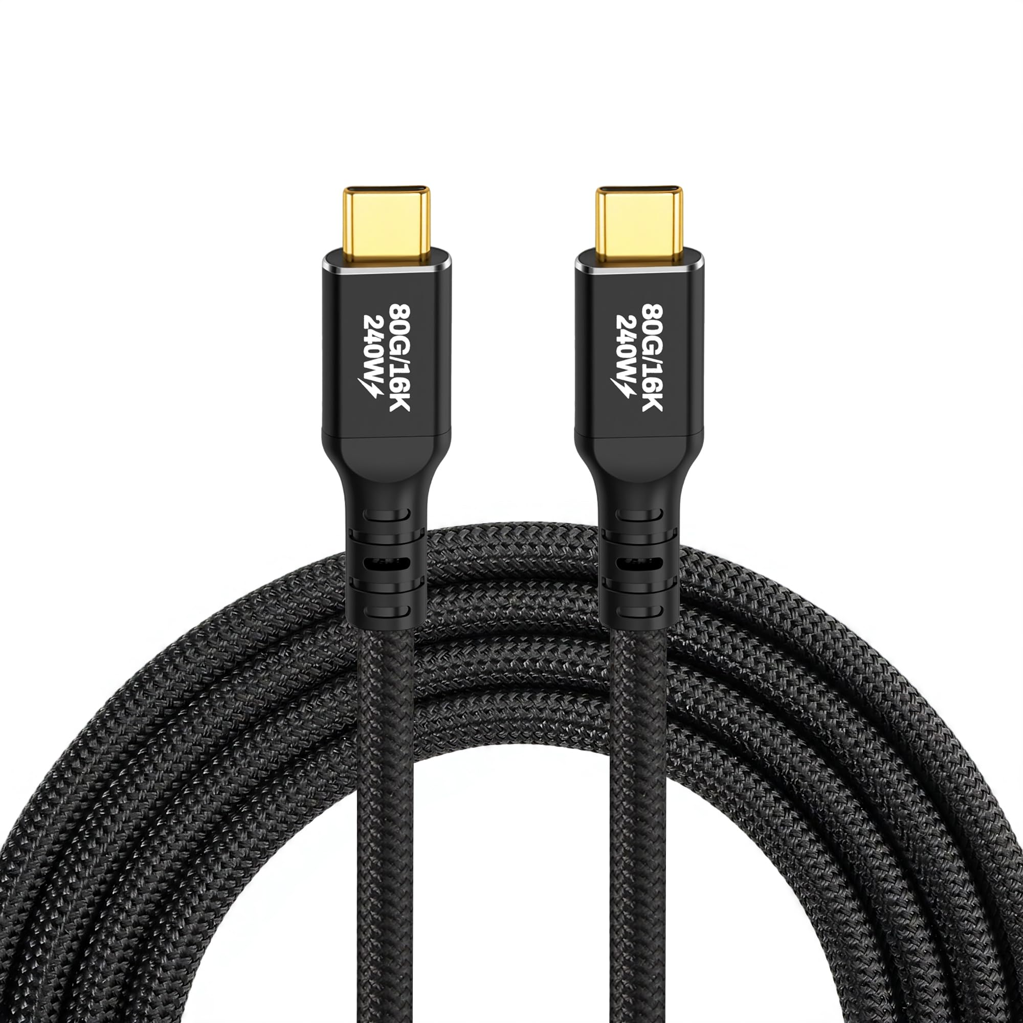 Kabel USB 4 80 Gb/s, 240 W PD 3.1, ładowanie podwójne, 8K, plecione, do 120 Gb/s, kabel do transmisji danych Thunderbolt 4/3 SSD, MacBooka, M4 Pro, iPhone17/16, 8K/4K, wyświetlacze 16