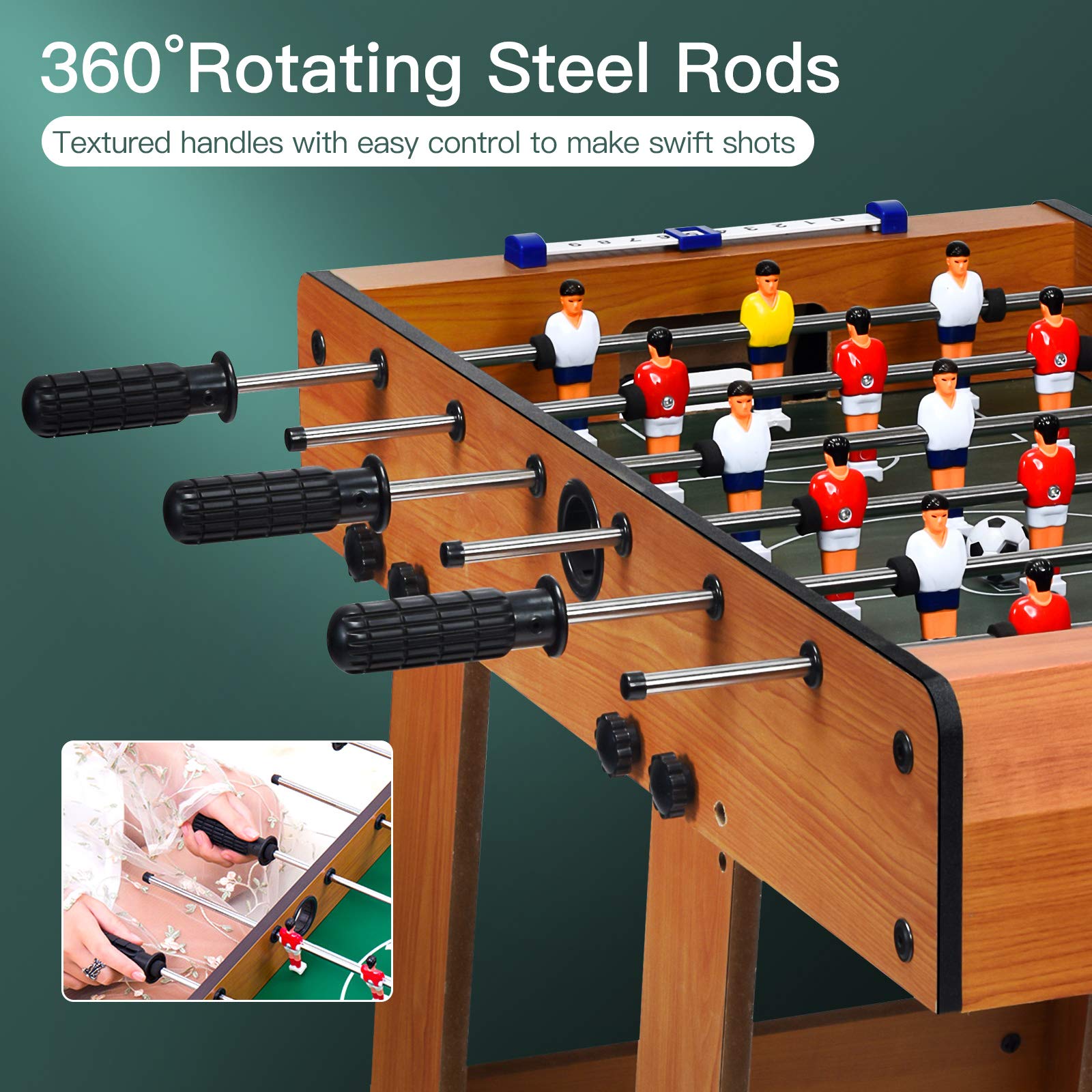 COSTWAY Folding Football Table, Free Standing Foosball Soccer Game with