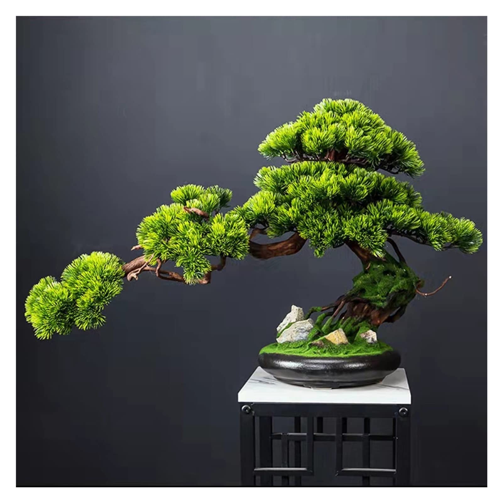 ULTRAWAVE Faux Tree Home Dector Simulated Welcome Pine Bonsai Decoration Living Room Fake Tree Potted Plant Ornaments Artificial Scenery Aesthetic Faux Plants Indoor(B)