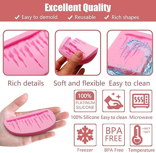 Miniatura 3 de Molde de silicona para carámbanos 3D, 3 piezas, molde de resina, accesorios para hornear para chocolate, fondant, decoración de pasteles, dulces,