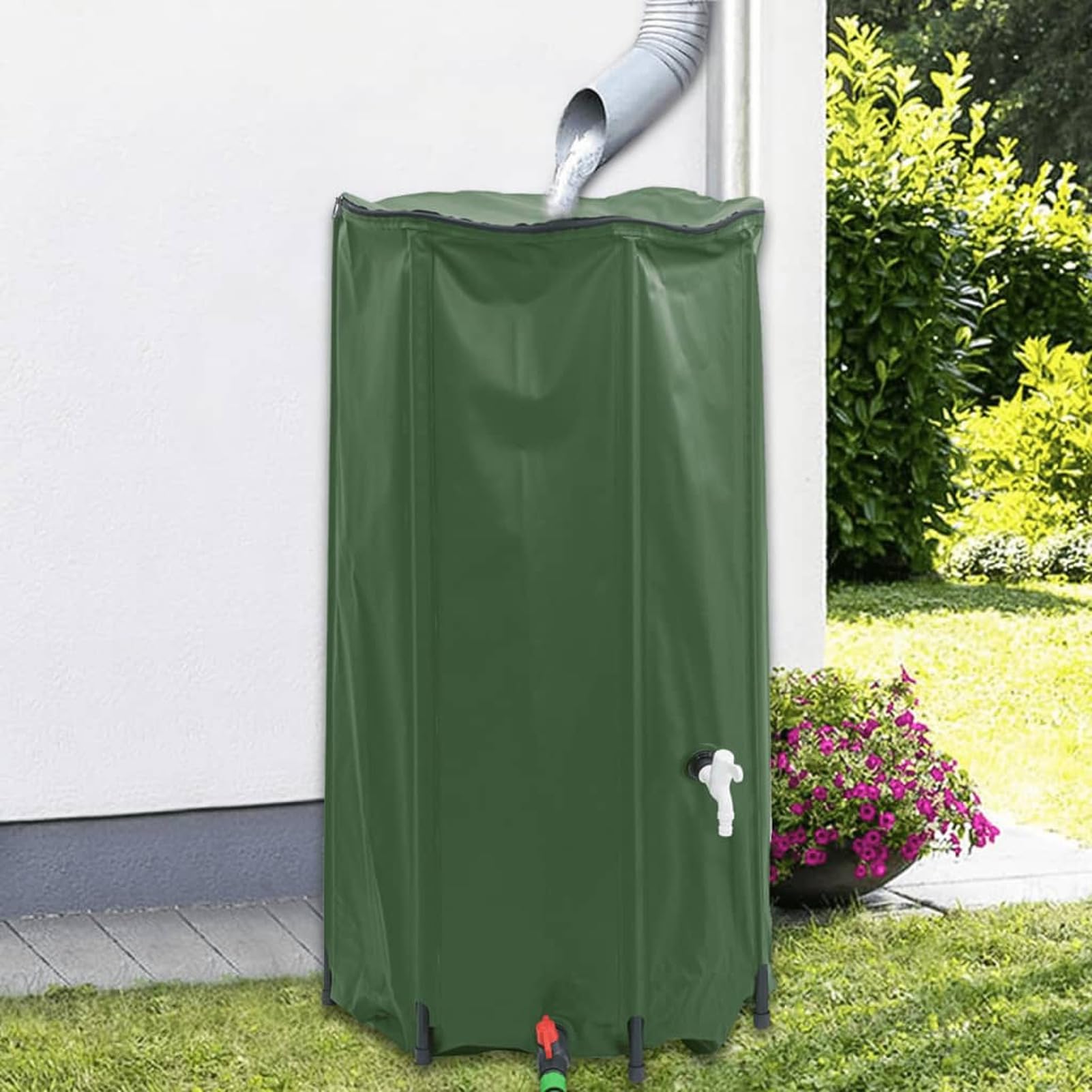 Serbatoio Acqua con Rubinetto Pieghevole 100 L in PVC,Bidone per la Raccolta dell'Acqua Piovana,Serbatoio Cisterna Raccolta Acqua-156009