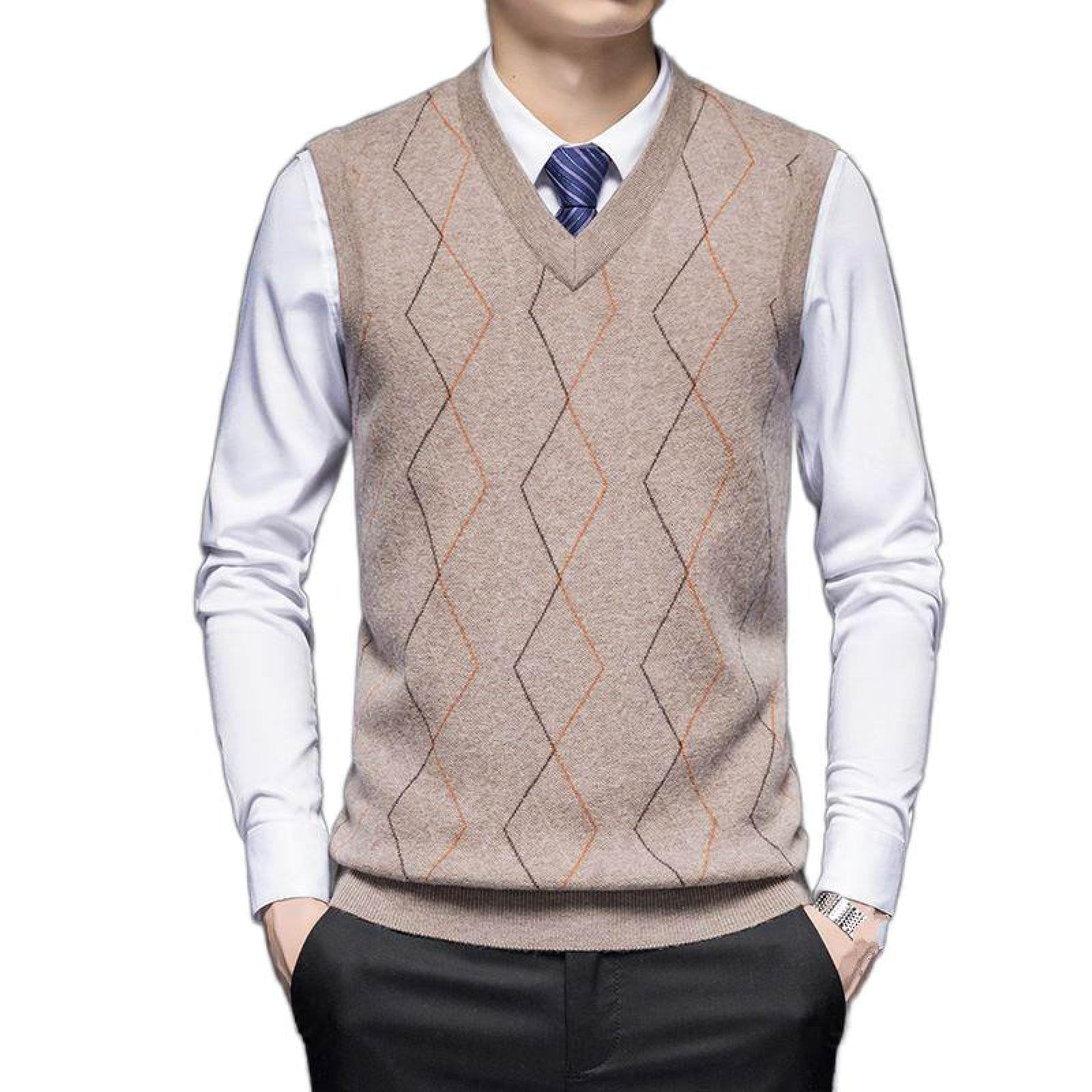 Chaleco clásico de otoño e invierno para hombre tejido con rombos argyle premium 8