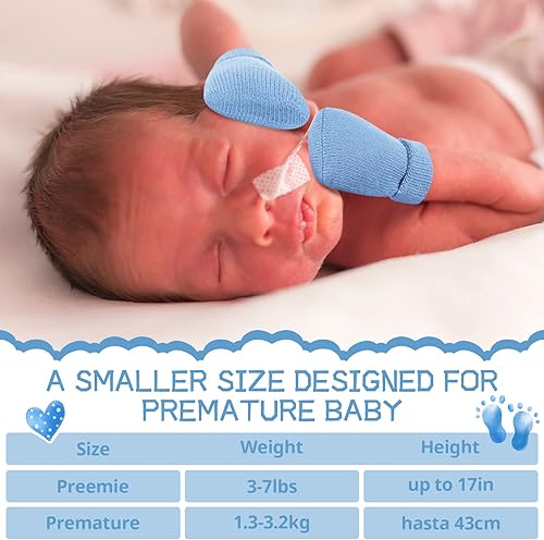 Miniatura 5 de 12 pares de manoplas prematuros para niñas y niños prematuros, guantes prematuros para recién nacidos y niños pequeños
