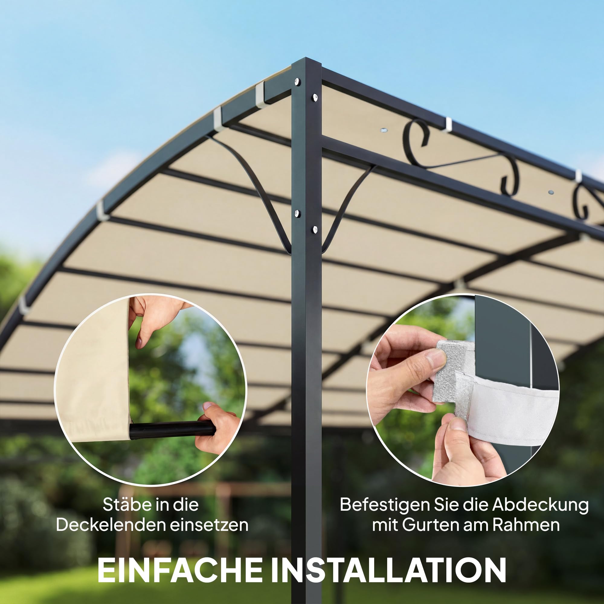 Outsunny Ersatzdach für Pergola 298 x 293 cm Sonnensegel für Terrassenüberdachung, Ersatz-Dachplane für 3 x 3 m Pavillon