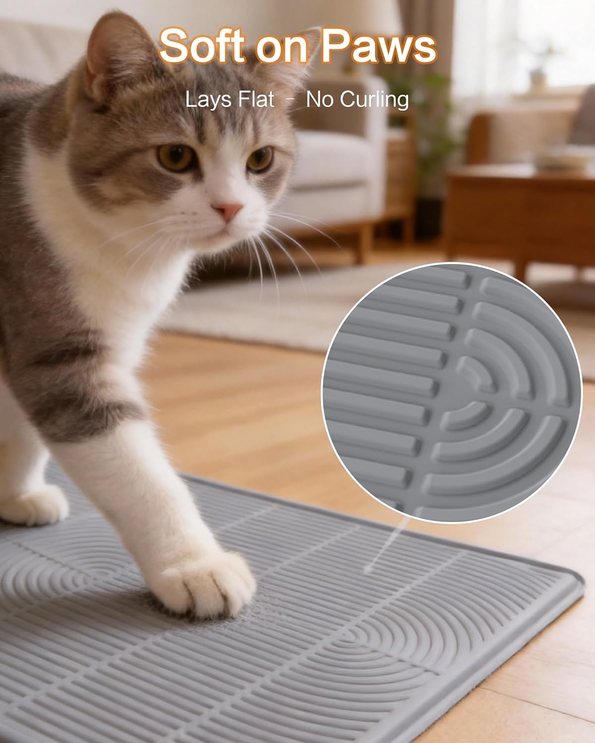Silicone Cat Litter Mat Large, 40'' x 28'', Waterproof Trapping Mat for Litter Box, Easy Clean & Non-Slip
